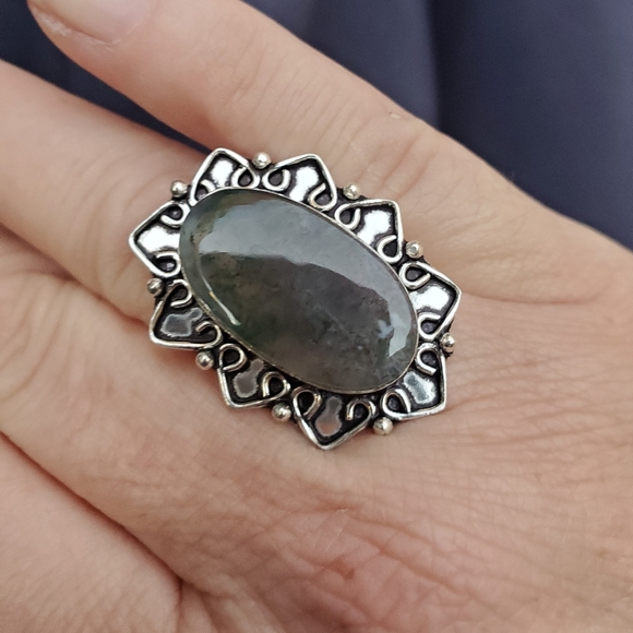 New Moss Agate 925 Silver Ring. - Picture 9 of 12